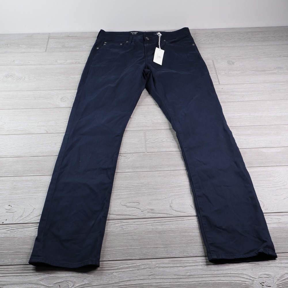NWT AG Adriano Goldschmied Everett Slim Straight Pants 31x32 Navy - Picture 2 of 8